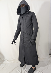 Black Hooded Darkside Overcoat, Apocalyptic Reaper Ritual Robe, Gothic Cosplay Cloak, Gunslinger Longcoat, Medieval Wizard Halloween Costume